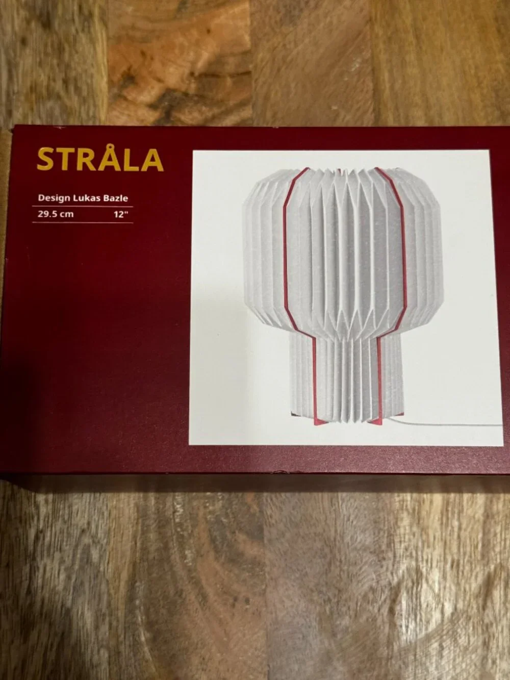 IKEA STRÅLA LED Pleated Table Lamp, White with Red, 606.109.89